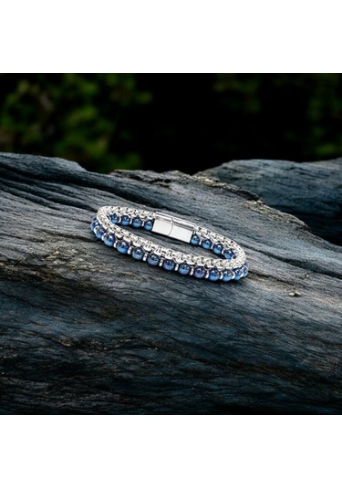 Çelik Zincirli Mavi Ve Gümüş Hematit Bileklik 31832b21d6 Gümüş