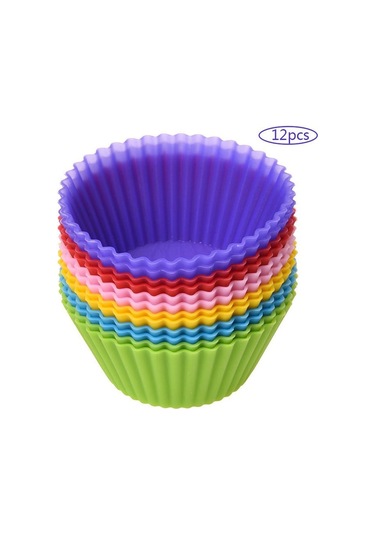 12 Adet Silikon Gıda Muffin Bardak Kek Kalıbı Çikolata Şeker Kalıpları Bakeware Pişirme Yuvarlak