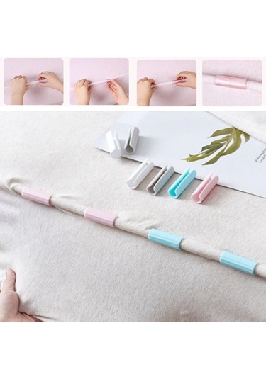 12 Adet Çok Amaçlı Çarşaf Tutucu, Sabitleyici ,kaydırmaz Nevresim Örtü Düzenleyici Klipsler 5256 Çok Renkli