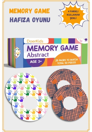 Doerkids Abstract Memory Game Eşleştirme Beceri Hafıza Oyunu 4 Farklı Kullanım