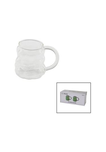 2pcs Üzüm - Kabarcıklı Kulplu Cam Bardak Termisil - Isıya Dayanı Çok Renkli