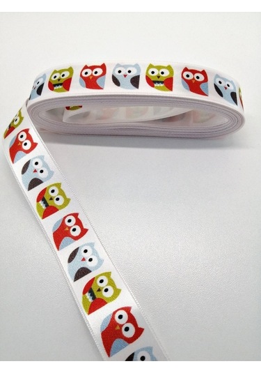 FdayAksesuar Beyaz Baykuş Desenli Grogren Kurdele 2,5 Cm 3 Metre FRDY22973