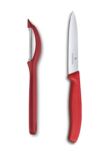 Victorinox Kırmızı Soyucu ve Bıçak Seti Kırmızı