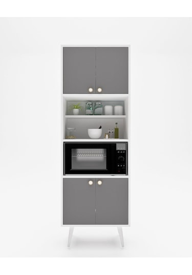 Floradesign Lavin180 Çok Amaçlı Dolap /fırın Dolabı /mutfak Organizeri Beyaz+antrasit