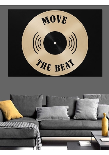 Vinil Plak "move The Beat" Dekoratif Kanvas - Mdf Ahşap Tablo