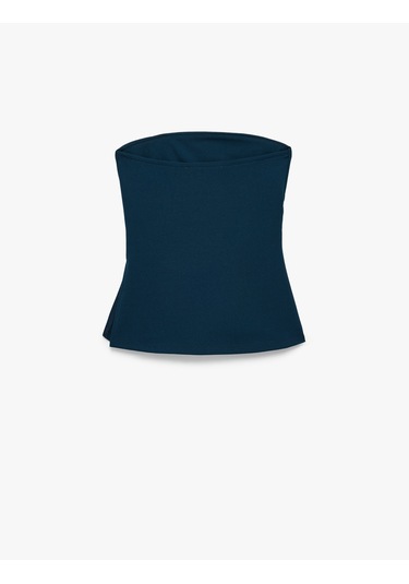 Koton Slim Fit Drape Detaylı Straplez Top Lacivert 6sak10192ek