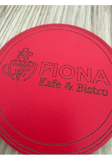 10'lu Kişiye / Şirkete Özel Logolu Bardak Altlığı Seti Lazer Kesim Kurumsal Hediye 9 Cm Kırmızı