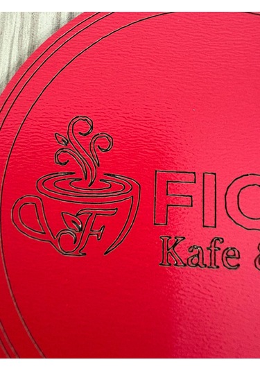 10'lu Kişiye / Şirkete Özel Logolu Bardak Altlığı Seti Lazer Kesim Kurumsal Hediye 9 Cm Kırmızı