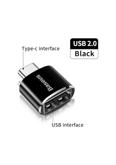 Baseus Baseus Usb 3.1 Tip C Otg Adaptör Usb C Erkek Usb A Dişi Dönüştürücü 10 Gbps Macbook UyumluSamsung Xiaomi Mat Siyah Chına