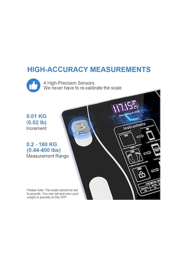 Akıllı Kablosuz Dijital Banyo Ve Vücut Yağ Ağırlık Ölçeği Vücut Kompozisyonu Analizörü Bluetoothlu Tartı