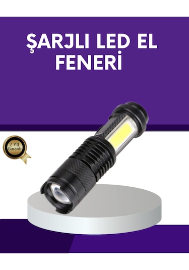 Şarjlı Mini Led El Feneri 2000 Lümen Su Geçirmez