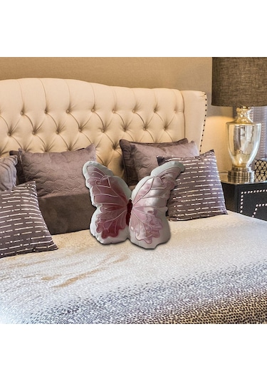 Suntek Kelebek Yastık Doğum Günü Hediyesi Yatak Beyaz-pembe Beyaz Pembe