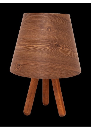 Tripod Abajur Masa Lambası Ahşaplı Kahverengi