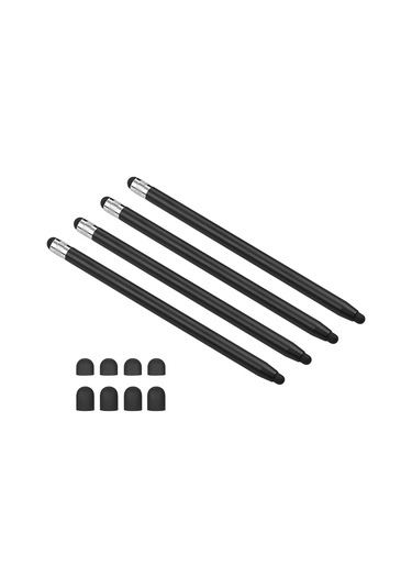 Kosona 4 Adet Metal Silikon Uçlu Dokunmatik Kalemler - Telefon Ve Tablet İçin Doğru Tıklama, Çift Uçlu Fonksiyonlu El Yazısı Kalemi Siyah