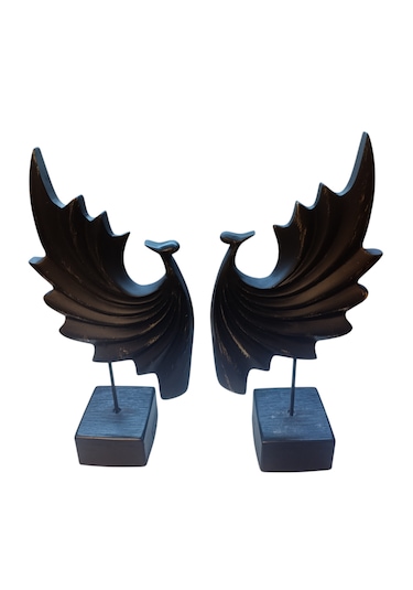 18cm -35cm Ebatlarında Kırılmaz Siyah 2li Tavus Kuşu Biblo