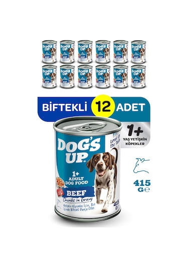 Dogs Up Yaş Yetişkin Köpek Maması Biftekli 415gr 12li
