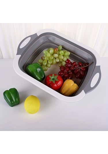 Tcherchi Açık Havada Kamp ve Seyahat İçin Taşınabilir Katlanabilir Kesme Tahtası Gri Beyaz