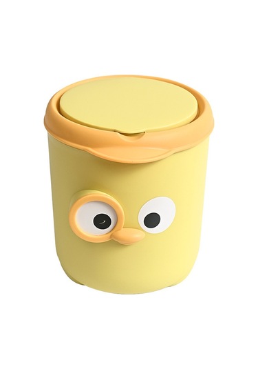 Geeroyoo Masaüstü Kâğıt Çöpçü Sepet: Mini Kapaklı, Kartoon Göz Desenli, Ev Ofis Odası İçin, Yenilikçi Saklama, Sarı Renkli, Dayanıklı Malzeme