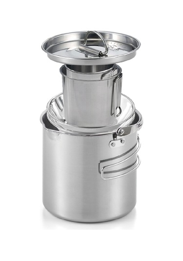 Ranyeek Stainless Steel Kamp Mutfak Seti 5 Parça - Tencere, Kupa Ve Kaseler İle Taşınabilir Outdoor Pişirme Ekipmanı Çok Renkli