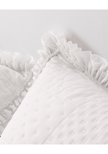 Madame Coco Medus Çift Kişilik Yatak Örtüsü - Beyaz Beyaz