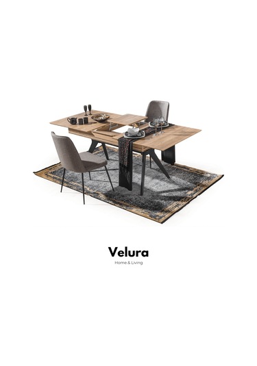 İzgi Yemek Odası Takımı Yemek Masası + 4 Adet Sandalye Ceviz - Siyah