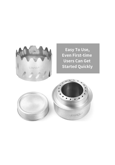 Yifomall Kompakt Alüminyum Alkol Ocağı 100ml + Paslanmaz Çelik 3 Parça Rüzgar Engeli + Çapraz Ayaklı Tutucu - Kamp, Yürüyüş İçin Isı Kaynağı, Kazan/tencere Uyumlu Gümüş