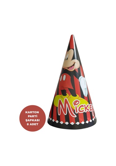 Mickey Temalı Karton Parti Şapkası 8 Adet Tüm Yaşlar