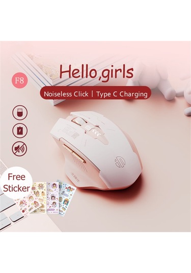 Inphıc F8 Şarj Edilebilir 2.4g Kablosuz Oyun Çalışan Kız Fare Bilgisayar Dizüstü Dilsiz Fareler