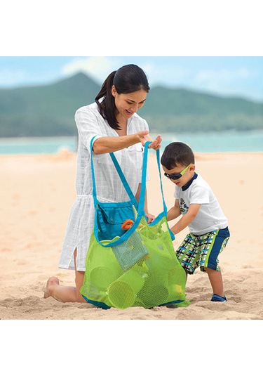 Ruicoo Çocuk Plaj Çantası - Kum Ve Su Geçirmez Hızlı Toplama Torbası 45x30x45cm Yeşil