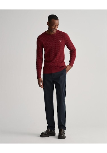 Gant Erkek Kırmızı Regular Fit Bisiklet Yaka Kazak Kırmızı
