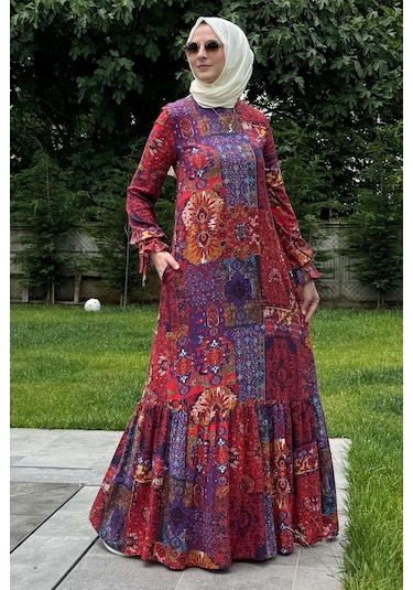 Rabia Şamlı Nehir Elbise Kırmızı Normal