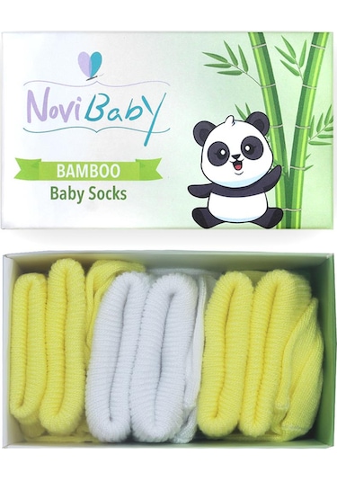 Novibaby 3'lü Bambu Yenidoğan Bebek Çorabı I Flower I 0-6 ay "Karışık Renkli"