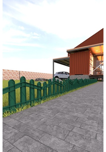 Dekoratif Plastik Bahçe Ve Peyzaj Çiti 8 Adet Çit Y: 32 Cm / G: 4.4 M Toprak Ayaklı - Yeşil