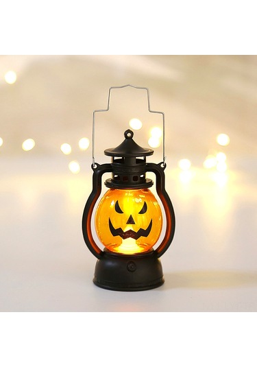 Youtek Halloween Dekorasyon Led Kıvırcık Feneri, Dayanıklı Plastik Kabak Şekli, Taşıma Kancası, Parti Ve Festival Işıklı Aksesuarı Diğer