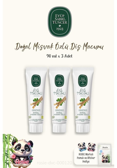 Eyüp Sabri Tuncer Misvak Özlü Diş Macunu 3 x 90 ML + Rosie Pamuk