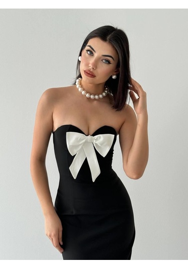 S-pazarım Harvoy Straplez Elbise Siyah