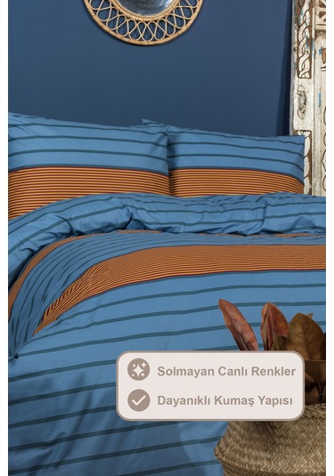 Elart Arden Nevresim Takımı Çift Kişilik %100 Pamuk Ranforce Lastikli Çarşaf 200x220 Cm Renkli