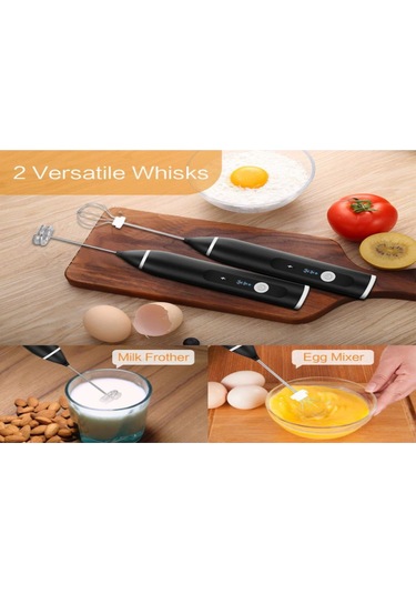 Geeroyoo Usb Şarjlı El Tipi Mikser - Evde Pastane Çalışmaları İçin Krem/yoğurt Karıştırıcı, Siyah, Dayanıklı Malzeme Siyah