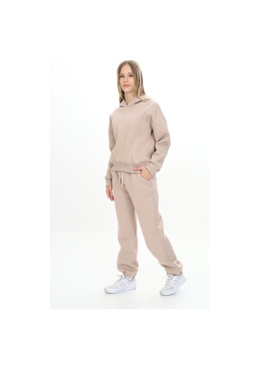 Toontoy Kız Çocuk Kapüşonlu Eşofman Takım Bej