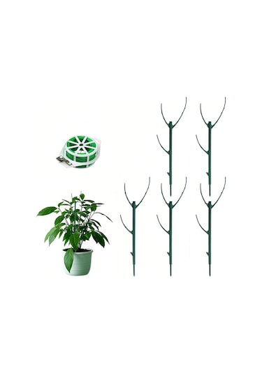 Geeksen Bitkiler İçin Yüksek Dayanıklı Plastik Destek Sütunları - Yığılabilir Tasarım, 5 Adet Sütun + 20m Bağlama İpi, İç/çevre Kullanıma Uygun