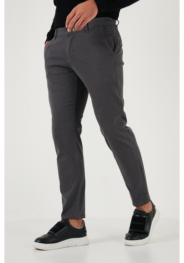 Buratti Streç Pamuklu Slim Fit Normal Bel Boru Paça Erkek Pantolon 674003 Antrasit