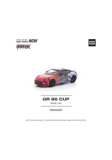 Pop Race Toyota Gr86 Cup 1087x Livery 1:64 Diecast Model Araba Kırmızı