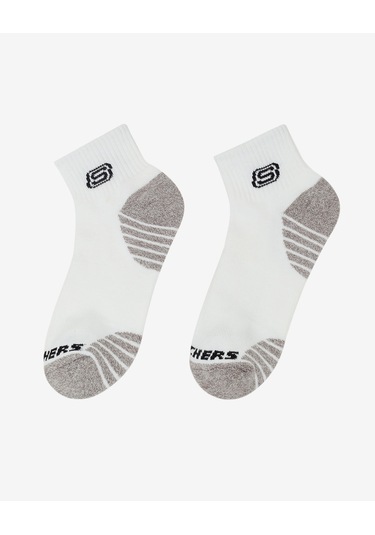 Skechers 3'lü Unisex Yarım Taban Destekli Quarter Crew Çorap Unisex Beyaz Çorap S119435-107 Beyaz