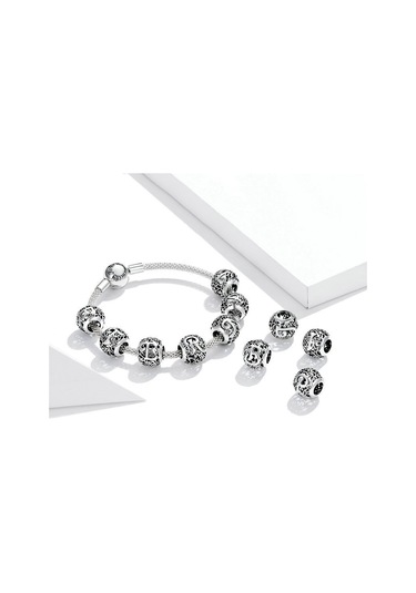 S925 Ayar Gümüş Mori Serisi İçi Boş Harfler Boncuk Dıy Bilezik Kolye Aksesuarları B Çok Renkli