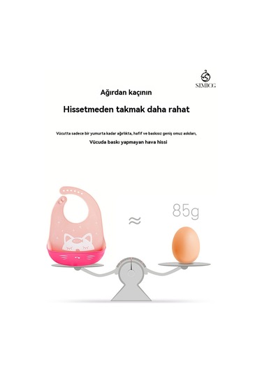 Beyaz Renk Panda Desenli Silikon Önlük