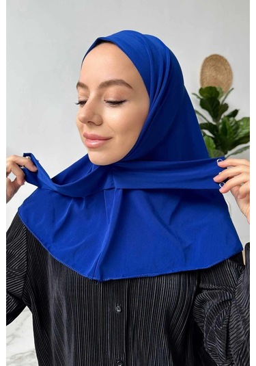 Kahijab Çıtçıtlı Bone - Saks Mavi - Standart Saks