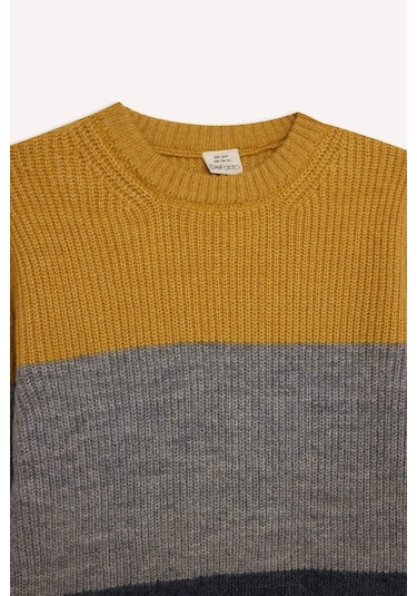 DeFacto Erkek Çocuk Bisiklet Yaka Renk Bloklu Triko Kazak C8111A824CWGR228