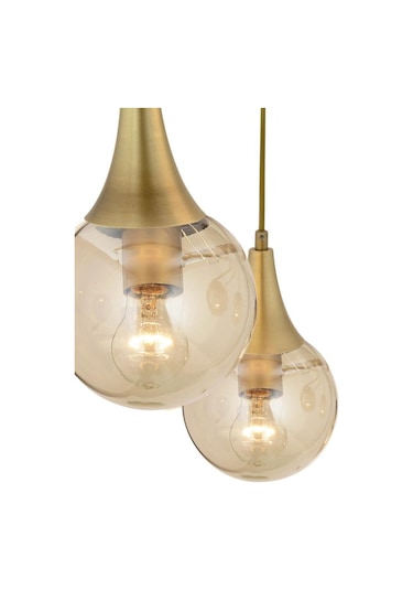 Apliqa Damla 3'lü Yuvarlak Bal Camlı Eskitme Modern Sarkıt Avize