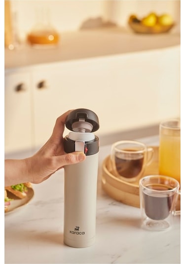 Karaca Pluton Çelik Sızdırmaz Termos Krem 450 ml