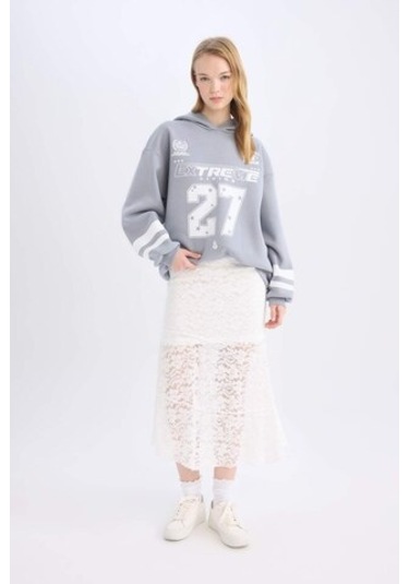 DeFacto Coool A Form Yüksek Bel Dantel Maxi Etek E1795AX24WNWT32 Beyaz